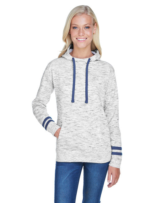 Ladies Melange Scuba Neck Sweatshirt - WHITE BLAcK - S(D0102H76QV8)