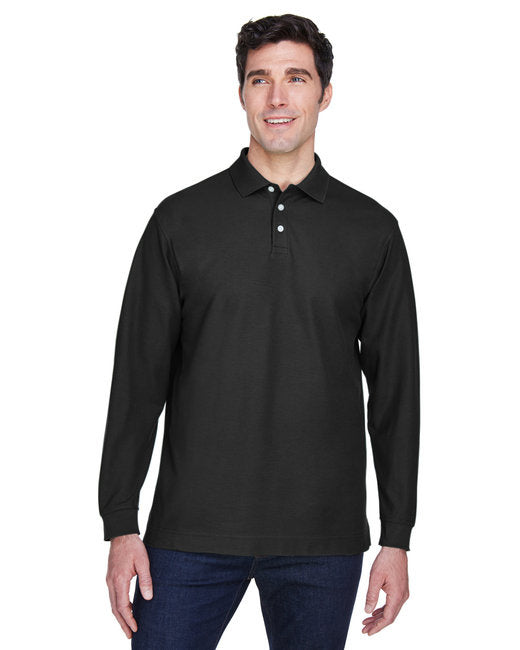 Mens Pima Piqu Long-Sleeve Polo - BLAcK - S(D0102H76W4T)