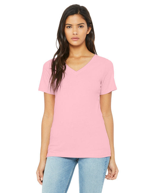 Ladies Relaxed Jersey V-Neck T-Shirt - BERRY - S(D0102H782B6)