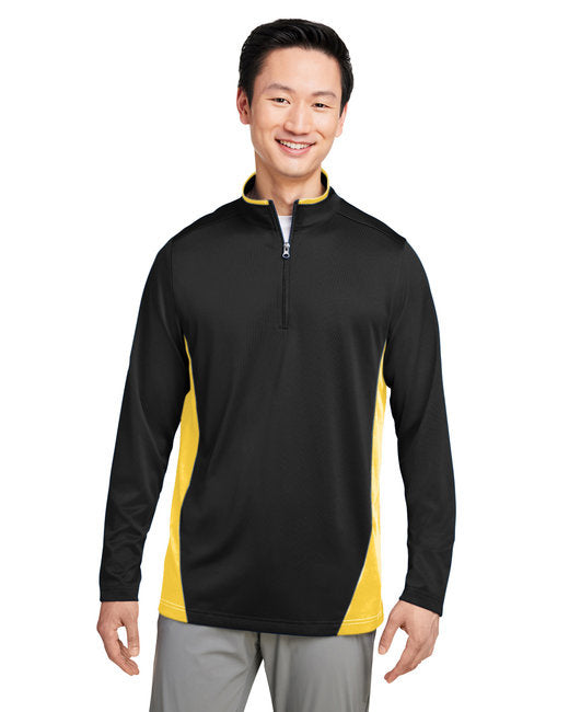 Mens Flash Snag Protection Plus IL colorblock Quarter-Zip - BLAcK SUNRY YLW - S(D0102H789F6)