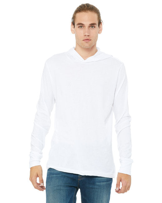 Unisex Jersey Long-Sleeve Hoodie - HEATHER NAVY - XS(D0102H789P8)