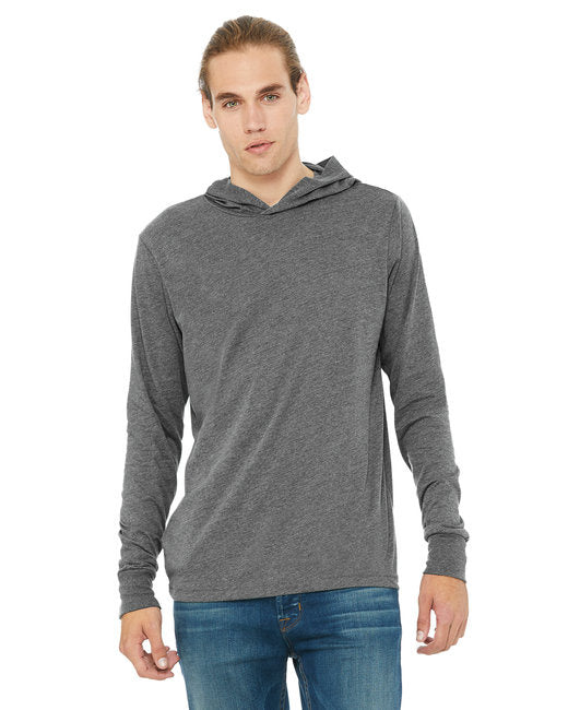 Unisex Jersey Long-Sleeve Hoodie - HEATHER NAVY - XS(D0102H789RJ)