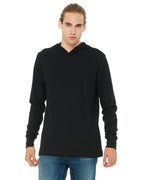Unisex Jersey Long-Sleeve Hoodie - HEATHER NAVY - XS(D0102H789SP)