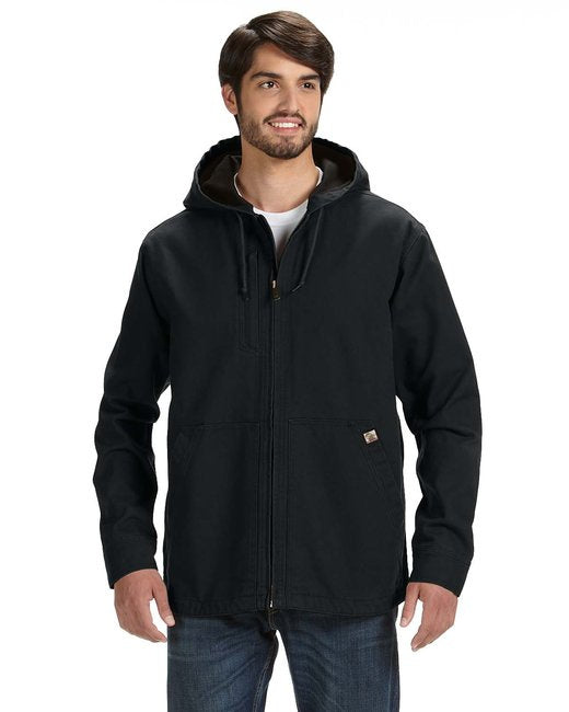 Mens 100% cotton 12 oz canvasPolyester Thermal Lining Hooded Tall Laredo Jacket - BLAcK - XLT(D0102H78cU6)