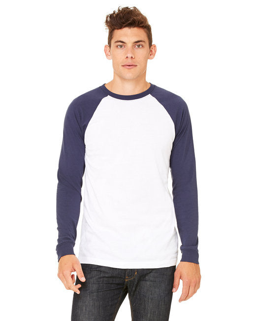 Mens Jersey Long-Sleeve Baseball T-Shirt - BABY BLUE NAVY - S(D0102H78DET)