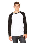 Mens Jersey Long-Sleeve Baseball T-Shirt - BABY BLUE NAVY - S(D0102H78DEX)