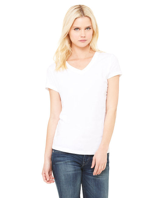 Ladies Jersey Short-Sleeve V-Neck T-Shirt - DARK gRY HEATHER - S(D0102H78F1J)