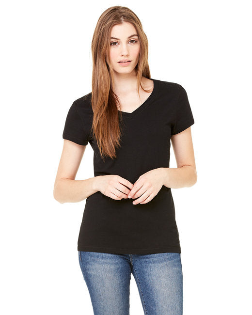 Ladies Jersey Short-Sleeve V-Neck T-Shirt - DARK gRY HEATHER - S(D0102H78FV6)