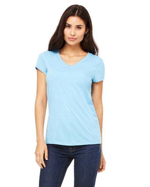 Ladies Jersey Short-Sleeve V-Neck T-Shirt - DARK gRY HEATHER - S(D0102H78FVT)