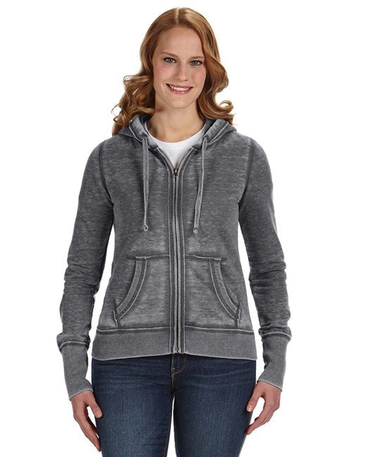 Ladies Zen Full-Zip Fleece Hooded Sweatshirt - cEMENT - XS(D0102H78FZ2)