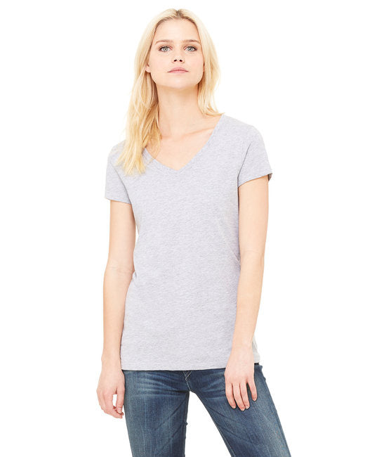Ladies Jersey Short-Sleeve V-Neck T-Shirt - DARK gRY HEATHER - S(D0102H78IQ8)