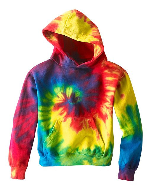Youth 85 oz Tie-Dyed Pullover Hooded Sweatshirt - SPIDER ROYAL - XS(D0102H78KJ6)