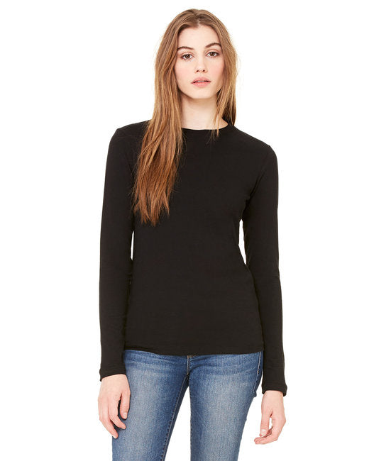 Ladies Jersey Long-Sleeve T-Shirt - BLAcK - S(D0102H78KZ8)