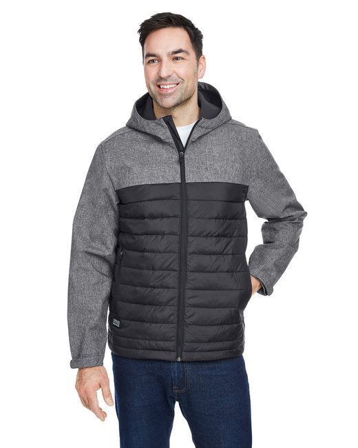 Mens Pinnacle Puffer Body Softshell Hooded Jacket - BLAcK - S(D0102H78MDJ)
