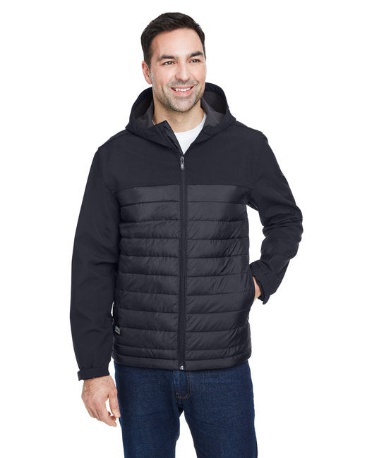 Mens Pinnacle Puffer Body Softshell Hooded Jacket - BLAcK - S(D0102H78MDP)