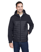 Mens Pinnacle Puffer Body Softshell Hooded Jacket - BLAcK - S(D0102H78MMT)