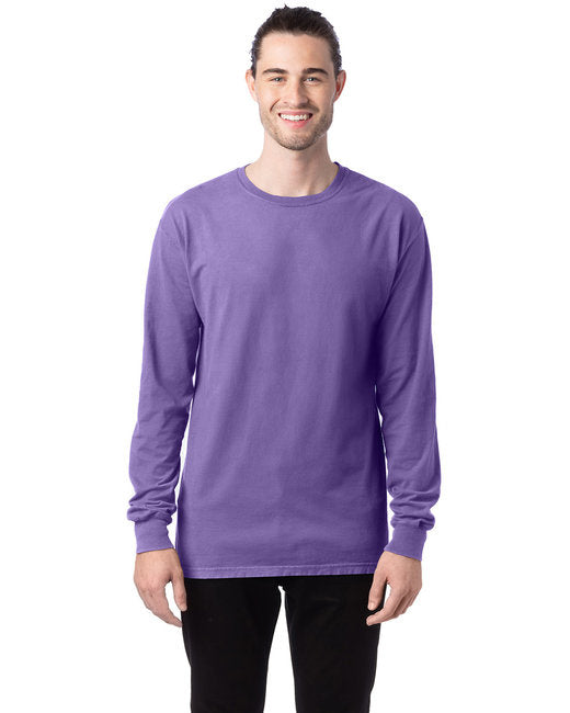 Unisex garment-Dyed Long-Sleeve T-Shirt - BLAcK - S(D0102H7DE9J)