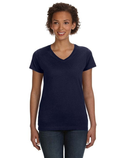 Ladies V-Neck Fine Jersey T-Shirt - BLAcK - S(D0102H7DM06)
