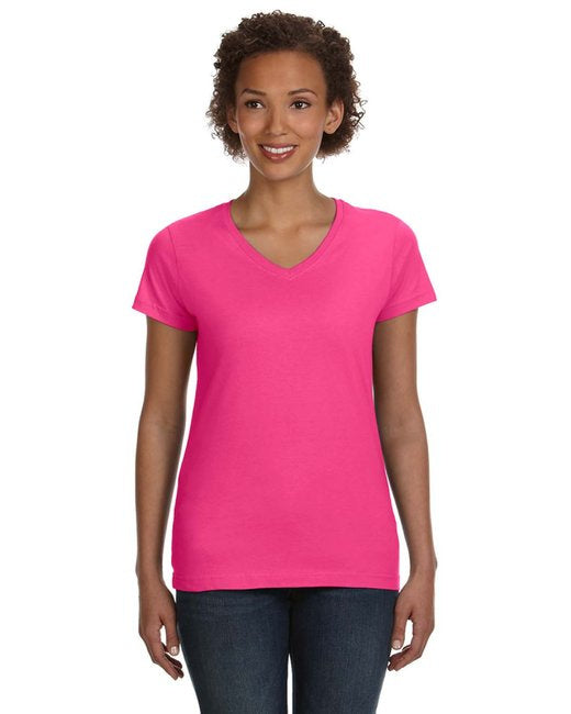 Ladies V-Neck Fine Jersey T-Shirt - BLAcK - S(D0102H7DMJP)