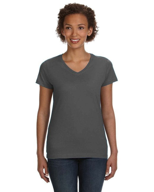 Ladies V-Neck Fine Jersey T-Shirt - BLAcK - S(D0102H7DMMJ)