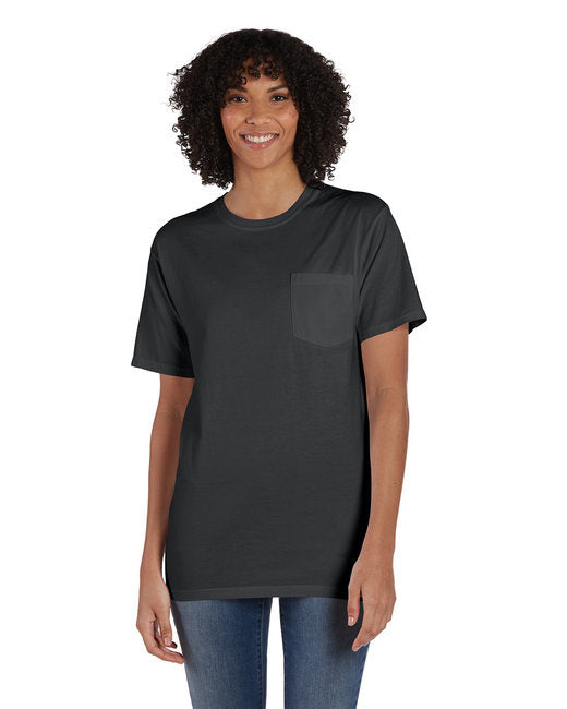Unisex garment-Dyed T-Shirt with Pocket - BLAcK - S(D0102H7K0A2)
