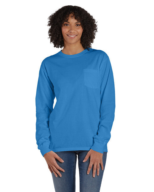 Unisex garment-Dyed Long-Sleeve T-Shirt with Pocket - NEW RAILROAD - S(D0102H7K1TP)