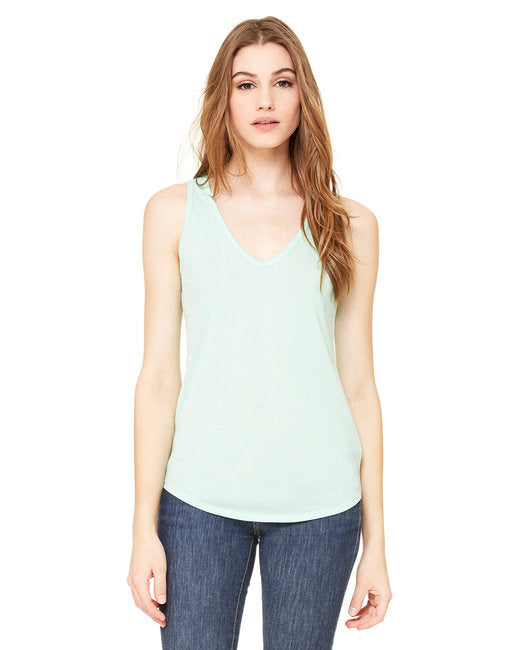 Ladies Flowy V-Neck Tank - cORAL - S(D0102H7K58P)