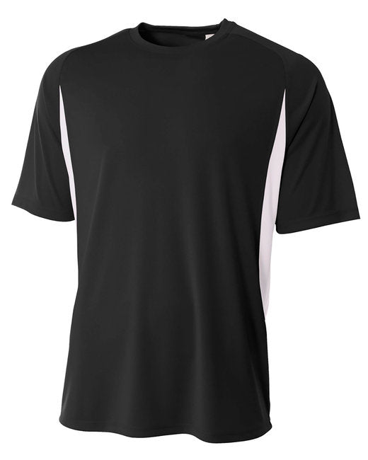 Mens cooling Performance color Blocked T-Shirt - BLAcK WHITE - 4XL(D0102H7K6AT)