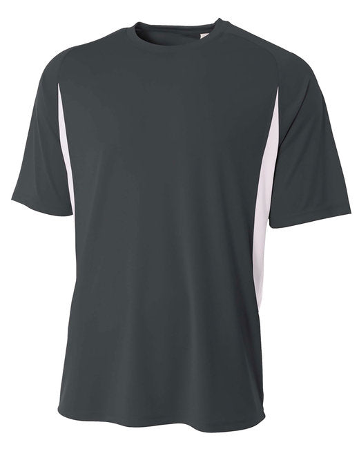 Mens cooling Performance color Blocked T-Shirt - BLAcK WHITE - 4XL(D0102H7K6cJ)