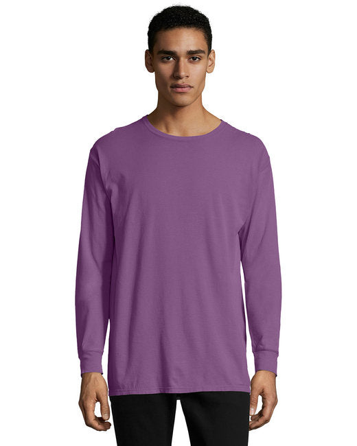 Unisex garment-Dyed Long-Sleeve T-Shirt - BLAcK - S(D0102H7K6MJ)