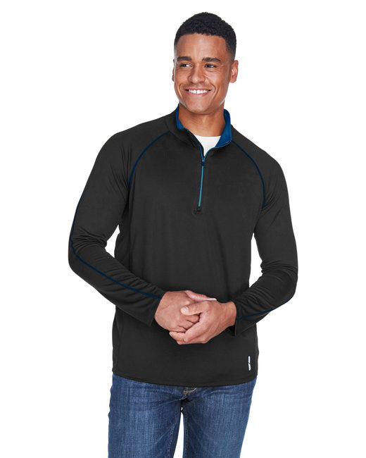 Mens Radar Quarter-Zip Performance Long-Sleeve Top - BLK TRU ROYAL - L(D0102H7K85J)