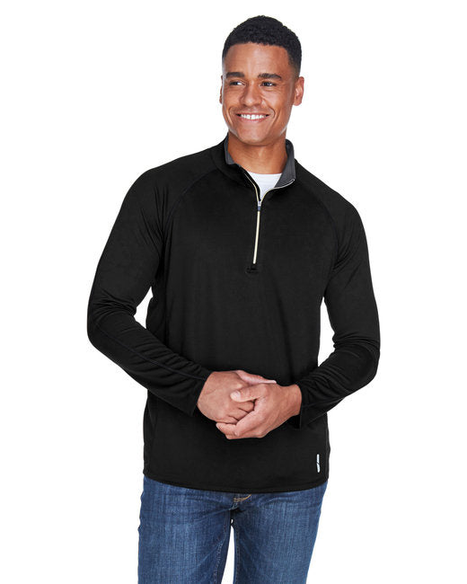 Mens Radar Quarter-Zip Performance Long-Sleeve Top - BLK TRU ROYAL - L(D0102H7K8EP)