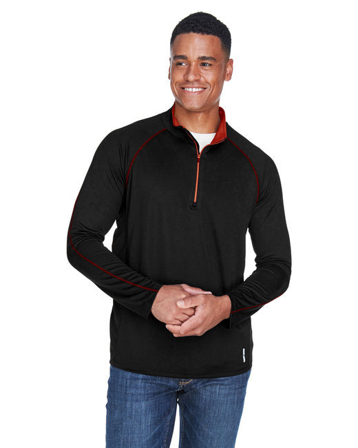 Mens Radar Quarter-Zip Performance Long-Sleeve Top - BLK TRU ROYAL - L(D0102H7K8S6)