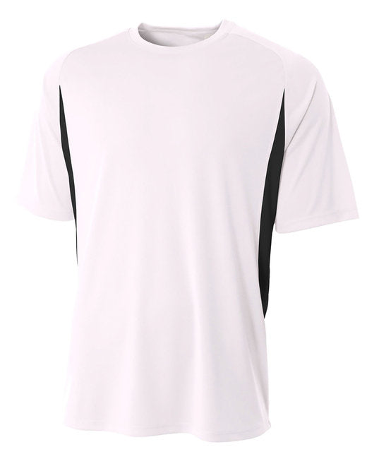 Mens cooling Performance color Blocked T-Shirt - BLAcK WHITE - 4XL(D0102H7K99T)