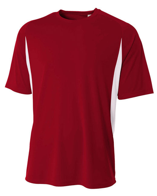 Mens cooling Performance color Blocked T-Shirt - BLAcK WHITE - 4XL(D0102H7K9LP)