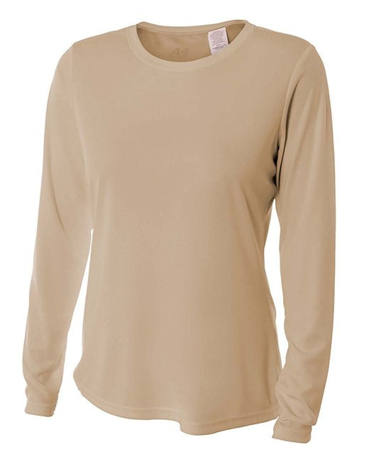 Ladies Long Sleeve cooling Performance crew Shirt - LIgHT YELLOW - XS(D0102H7KcE8)