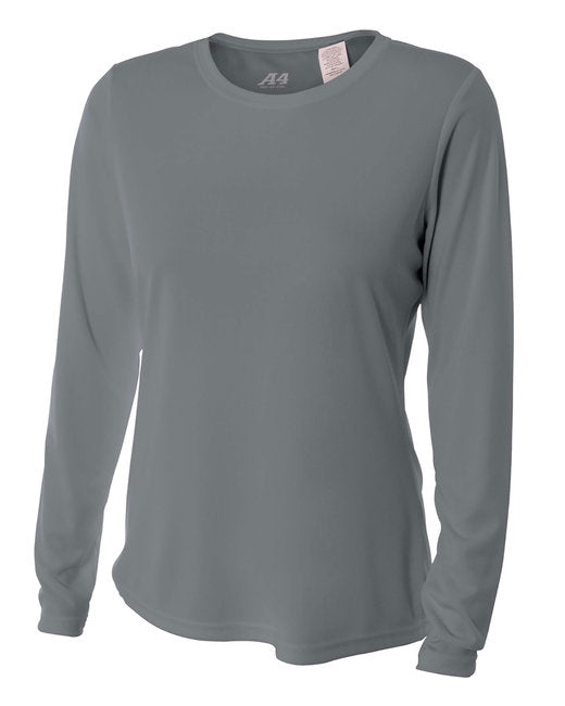 Ladies Long Sleeve cooling Performance crew Shirt - LIgHT YELLOW - XS(D0102H7KcH6)