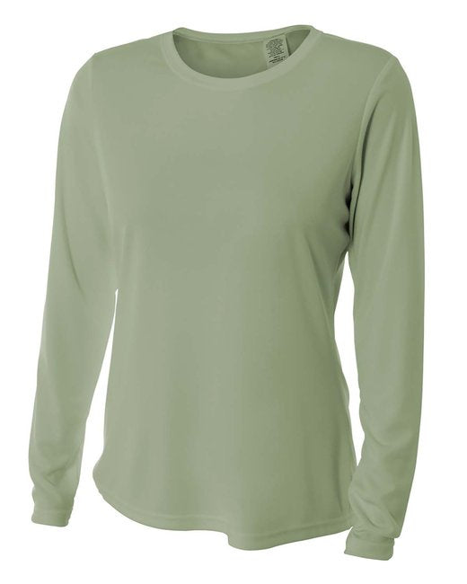 Ladies Long Sleeve cooling Performance crew Shirt - LIgHT YELLOW - XS(D0102H7KcQ8)