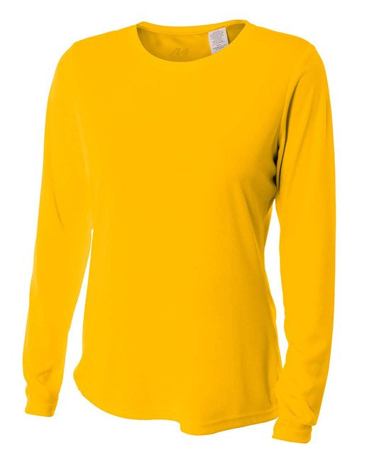 Ladies Long Sleeve cooling Performance crew Shirt - LIgHT YELLOW - XS(D0102H7KcVP)
