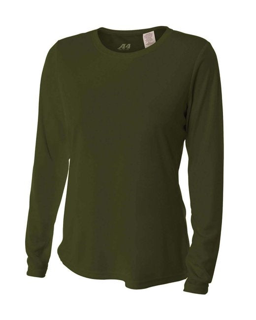 Ladies Long Sleeve cooling Performance crew Shirt - LIgHT YELLOW - XS(D0102H7KcXP)