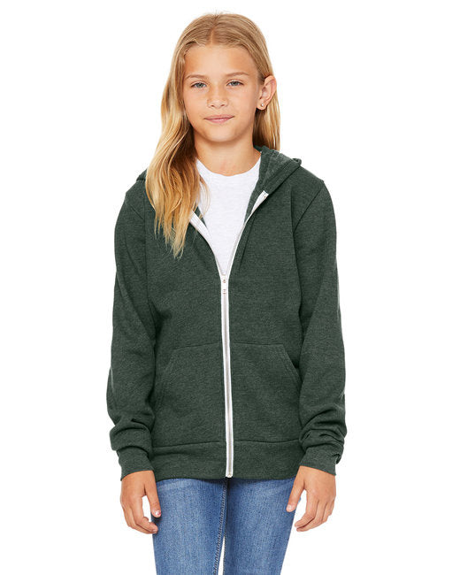 Youth Sponge Fleece Full-Zip Hooded Sweatshirt - HTHR TRUE ROYAL - S(D0102H7KE88)
