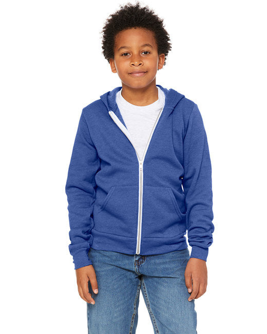 Youth Sponge Fleece Full-Zip Hooded Sweatshirt - HTHR TRUE ROYAL - S(D0102H7KEMP)
