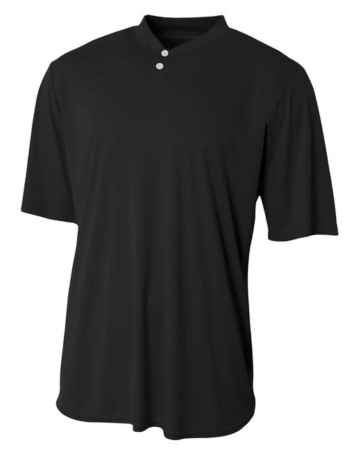 Youth Tek 2-Button Henley Jersey - BLAcK - XS(D0102H7KgPX)