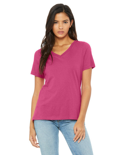 Ladies Relaxed Jersey V-Neck T-Shirt - BERRY - S(D0102H7KHM6)