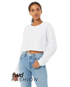 FWD Fashion Ladies cropped Long-Sleeve T-Shirt - WHITE - S(D0102H7KPF8)