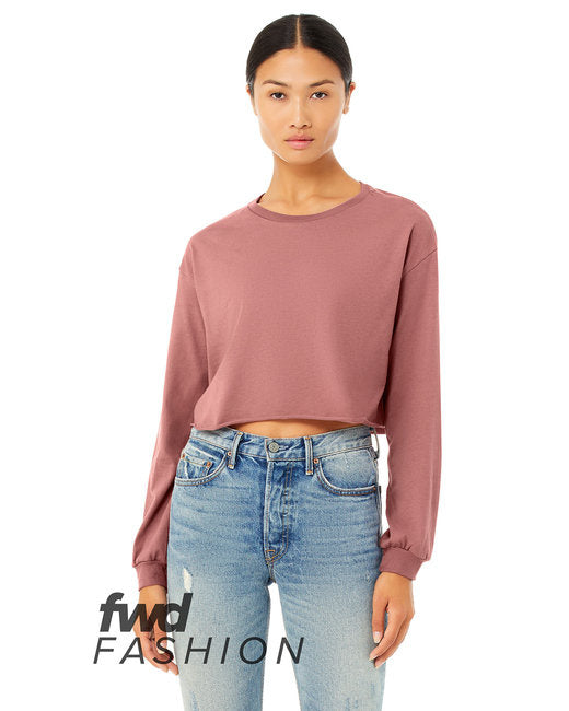 FWD Fashion Ladies cropped Long-Sleeve T-Shirt - WHITE - S(D0102H7KPU2)