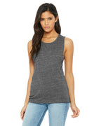 Ladies Flowy Scoop Muscle Tank - WHITE - S(D0102H7KR4T)