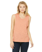 Ladies Flowy Scoop Muscle Tank - WHITE - S(D0102H7KRH2)