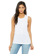 Ladies Flowy Scoop Muscle Tank - WHITE - S(D0102H7KRH6)