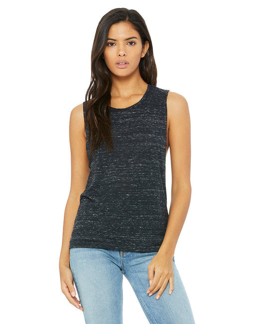 Ladies Flowy Scoop Muscle Tank - WHITE - S(D0102H7KRKT)